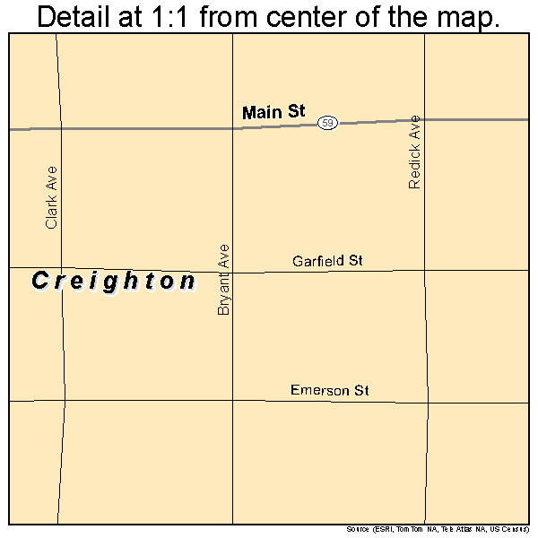 Creighton, Nebraska road map detail