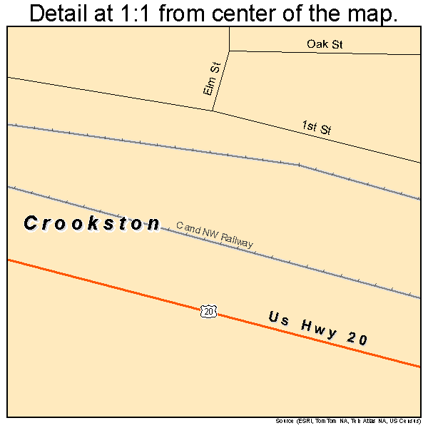 Crookston, Nebraska road map detail