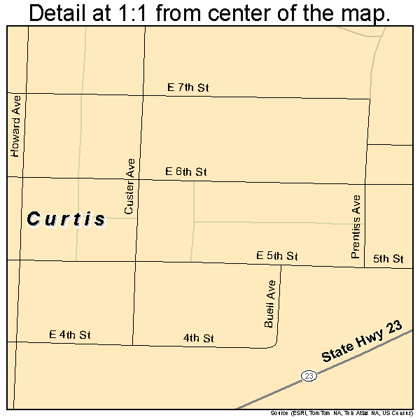 Curtis, Nebraska road map detail