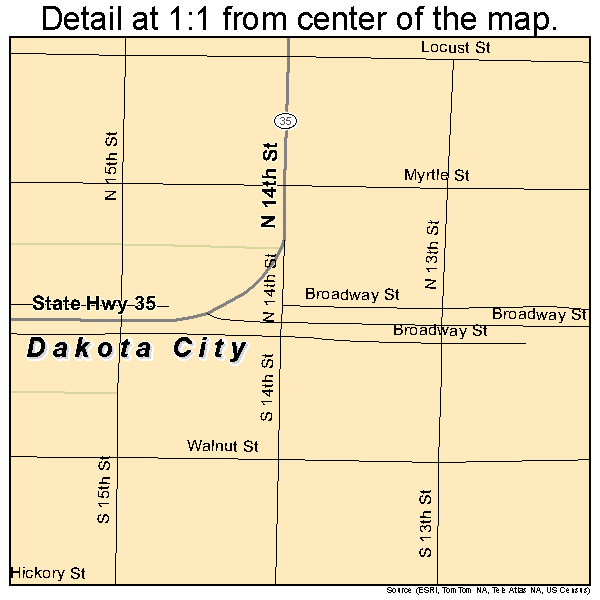 Dakota City, Nebraska road map detail