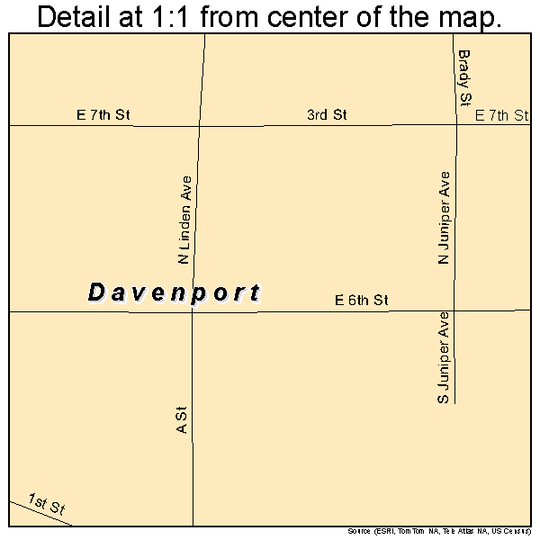 Davenport, Nebraska road map detail