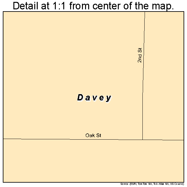 Davey, Nebraska road map detail