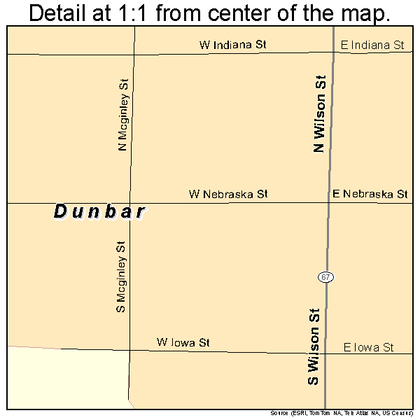 Dunbar, Nebraska road map detail