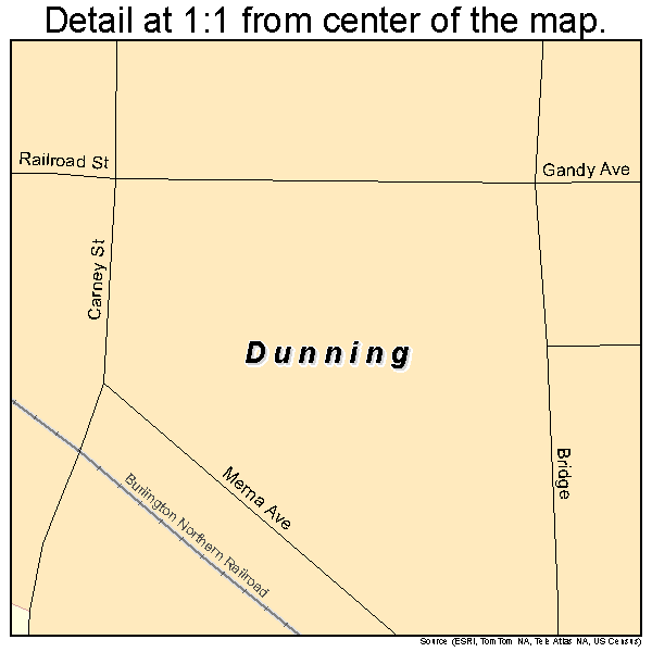 Dunning, Nebraska road map detail