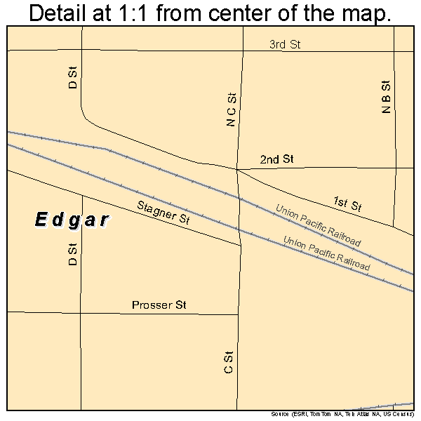 Edgar, Nebraska road map detail