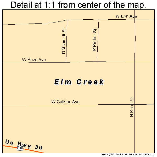 Elm Creek, Nebraska road map detail
