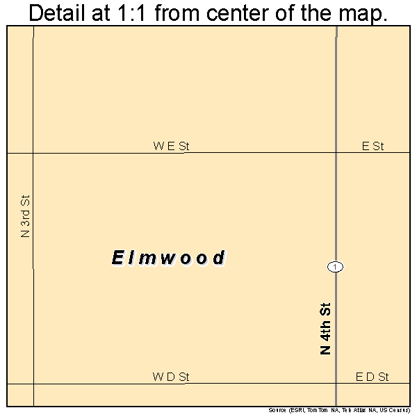 Elmwood, Nebraska road map detail