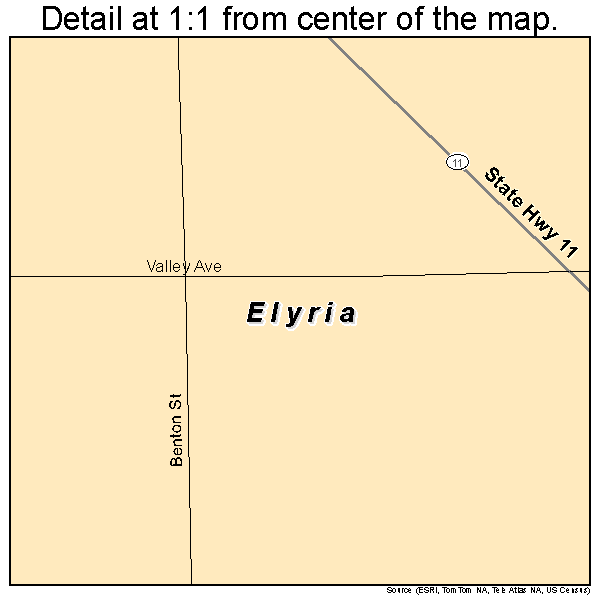 Elyria, Nebraska road map detail