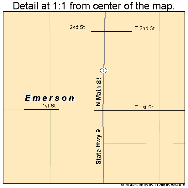 Emerson, Nebraska road map detail