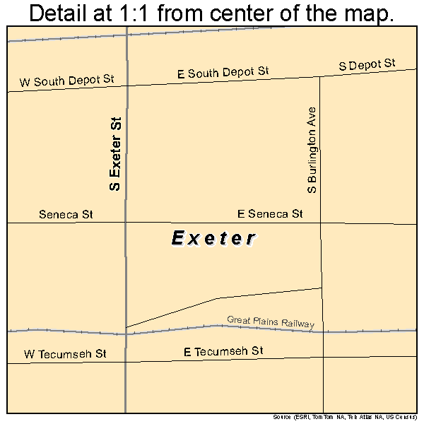 Exeter, Nebraska road map detail