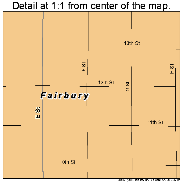 Fairbury, Nebraska road map detail