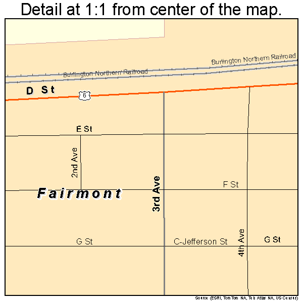 Fairmont, Nebraska road map detail
