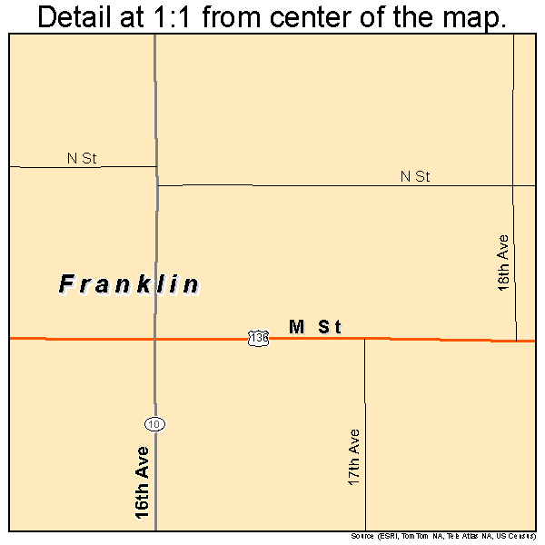 Franklin, Nebraska road map detail
