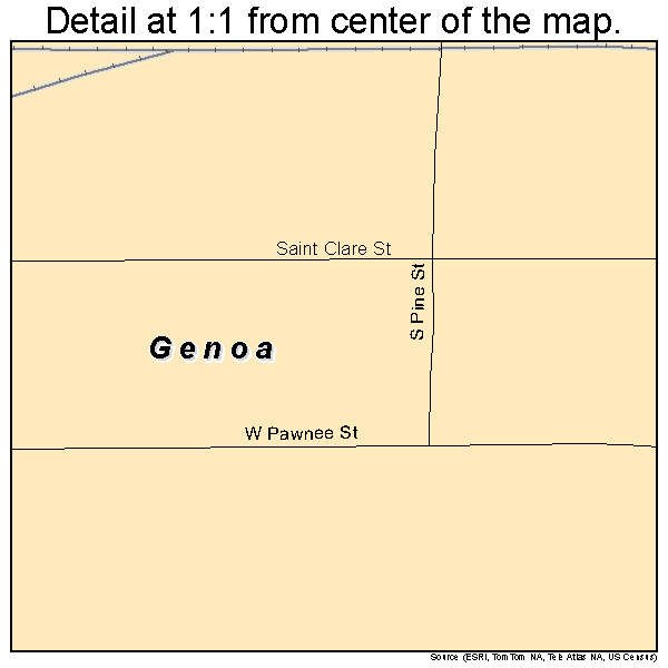 Genoa, Nebraska road map detail