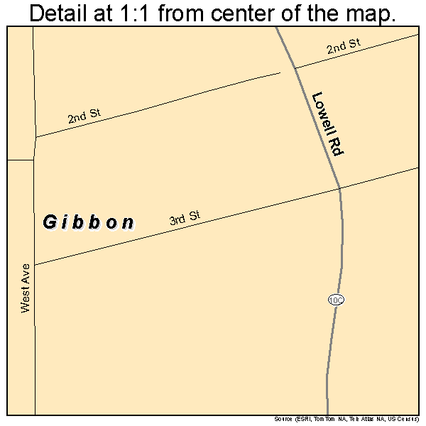 Gibbon, Nebraska road map detail