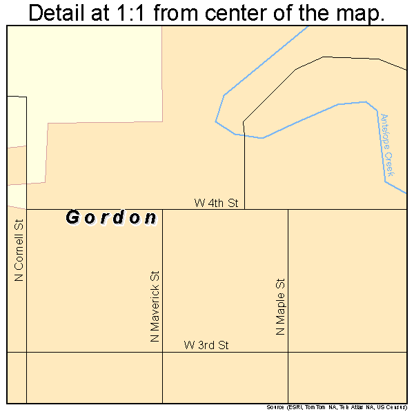 Gordon, Nebraska road map detail