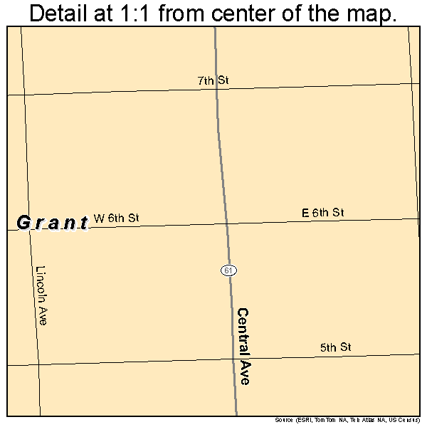 Grant, Nebraska road map detail