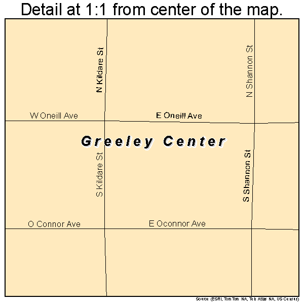 Greeley Center, Nebraska road map detail