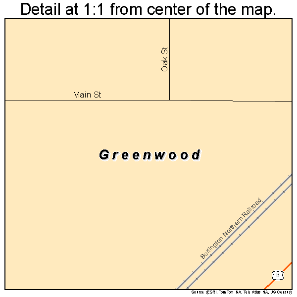 Greenwood, Nebraska road map detail