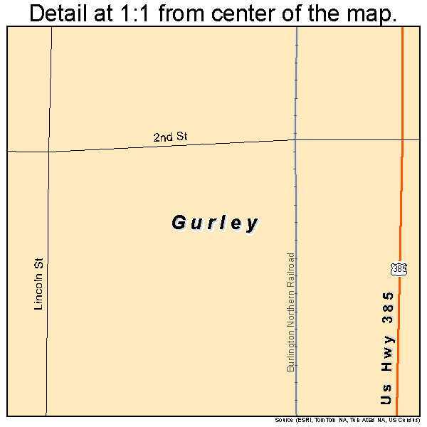 Gurley, Nebraska road map detail