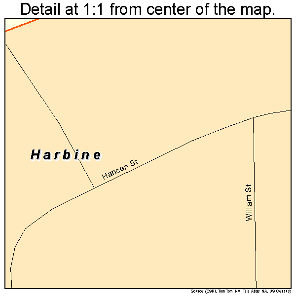 Harbine, Nebraska road map detail