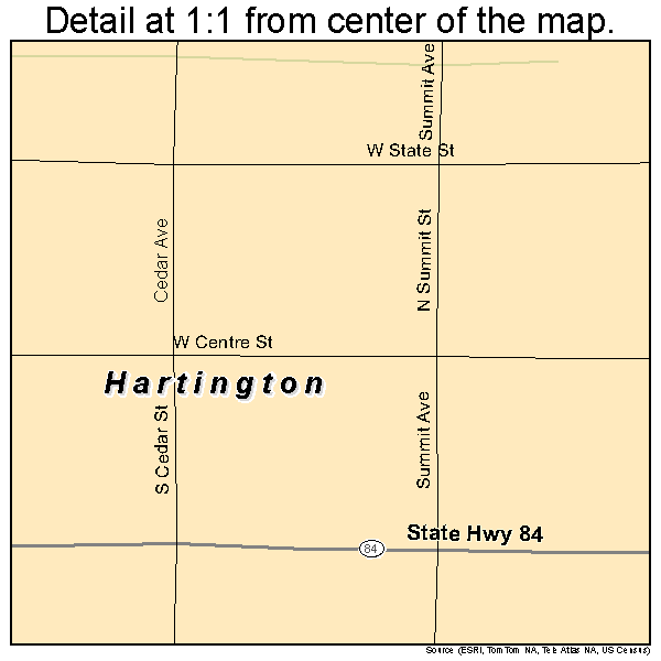Hartington, Nebraska road map detail