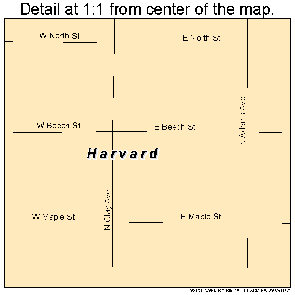 Harvard, Nebraska road map detail