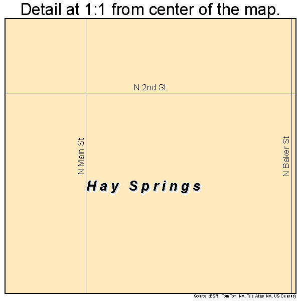 Hay Springs, Nebraska road map detail