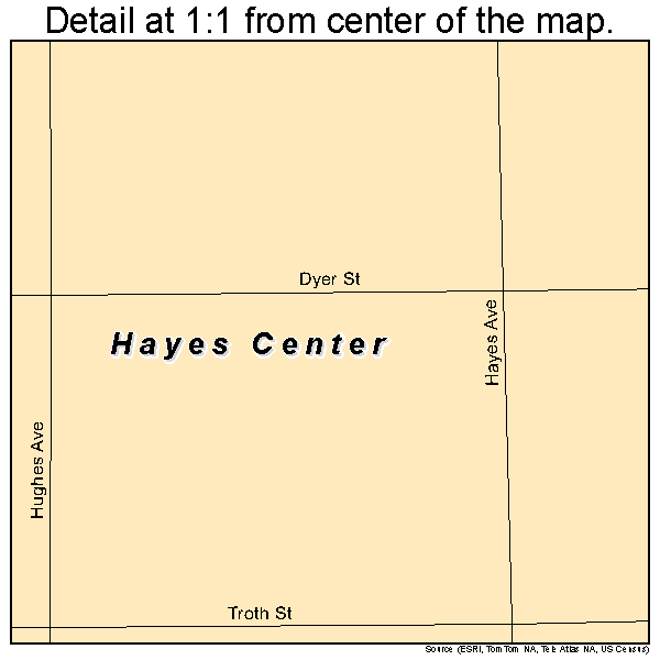 Hayes Center, Nebraska road map detail