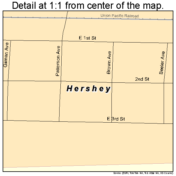 Hershey, Nebraska road map detail