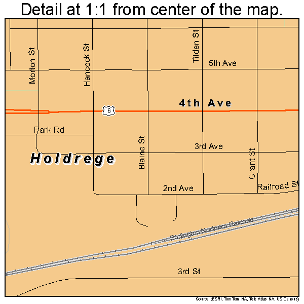 Holdrege, Nebraska road map detail