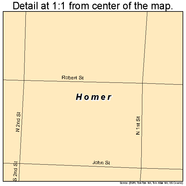 Homer, Nebraska road map detail