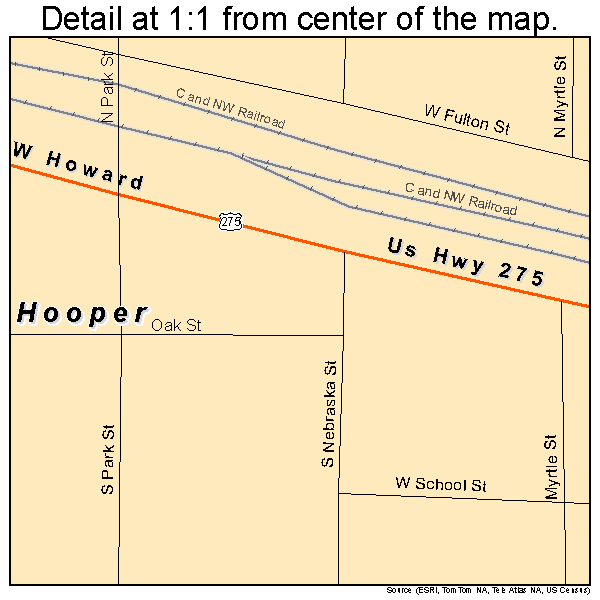 Hooper, Nebraska road map detail