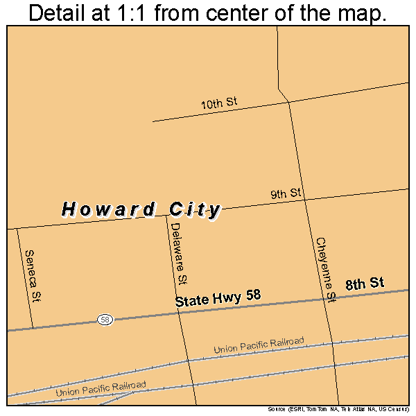 Howard City, Nebraska road map detail