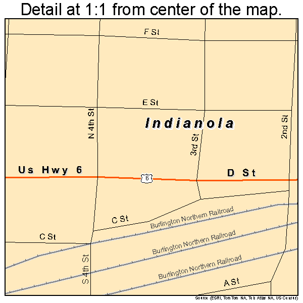 Indianola, Nebraska road map detail