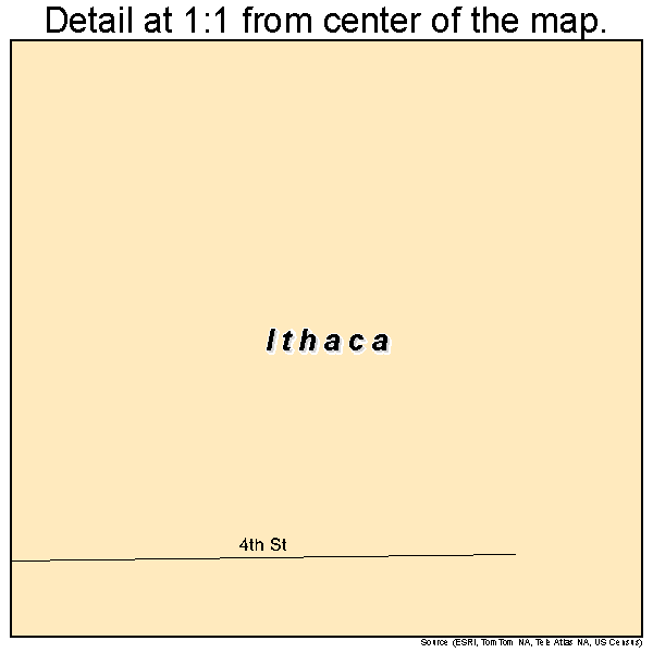Ithaca, Nebraska road map detail