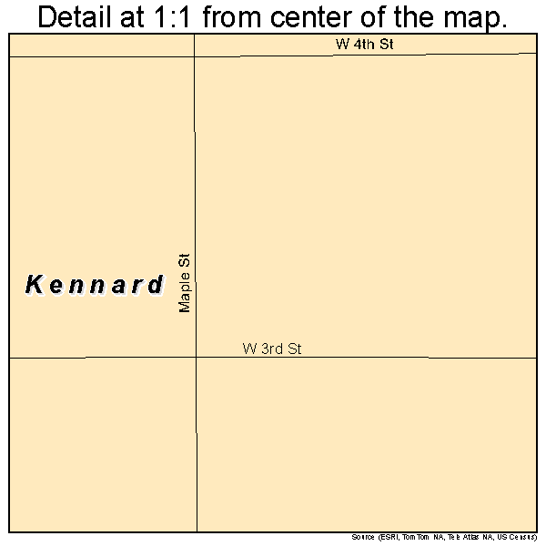 Kennard, Nebraska road map detail