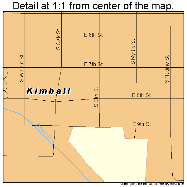 Kimball, Nebraska road map detail