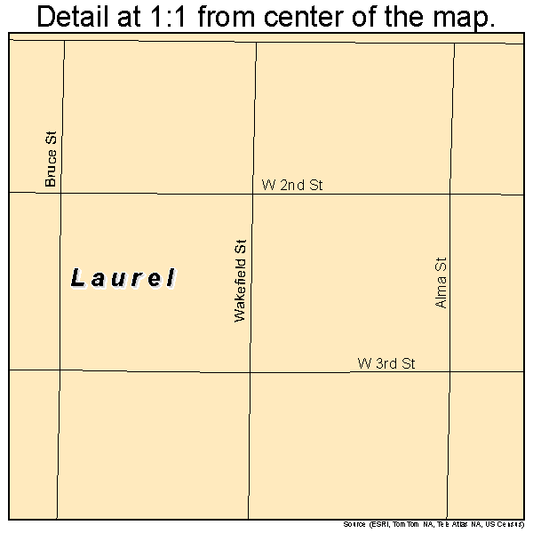 Laurel, Nebraska road map detail