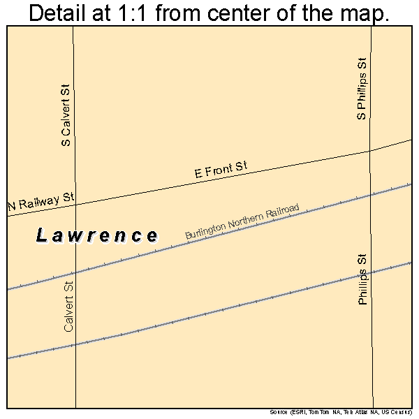 Lawrence, Nebraska road map detail