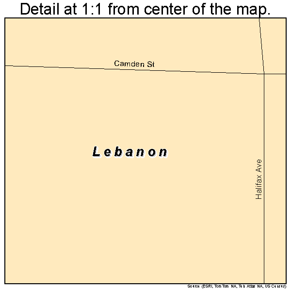 Lebanon, Nebraska road map detail
