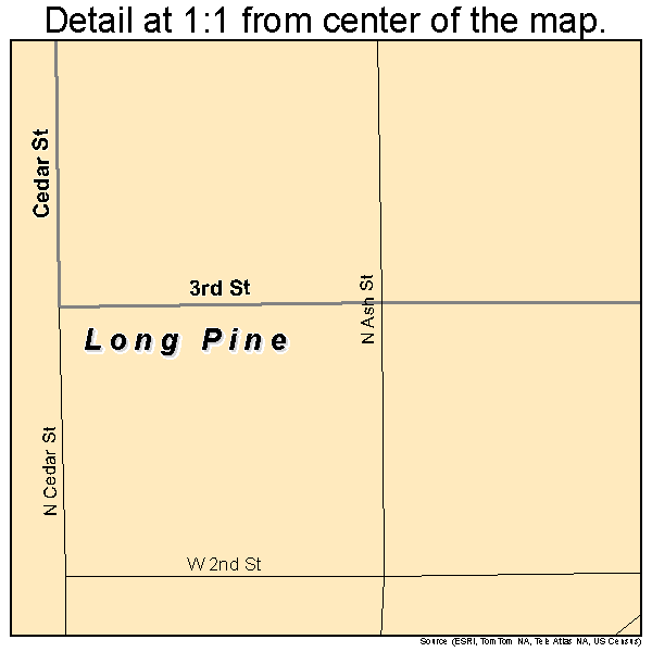 Long Pine, Nebraska road map detail