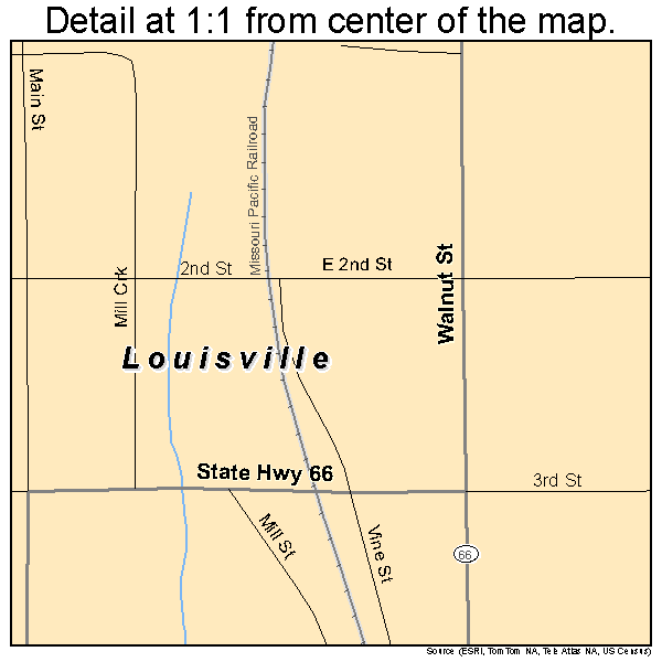 Louisville, Nebraska road map detail