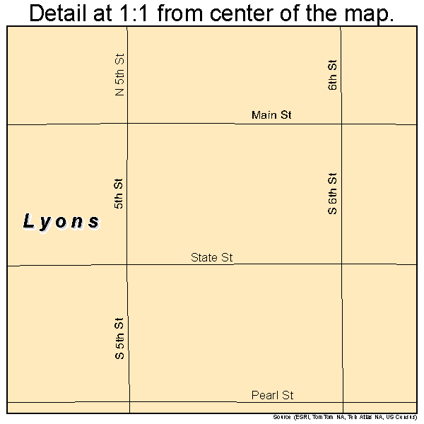 Lyons, Nebraska road map detail