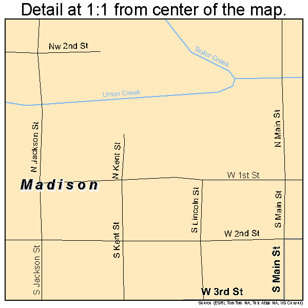 Madison, Nebraska road map detail