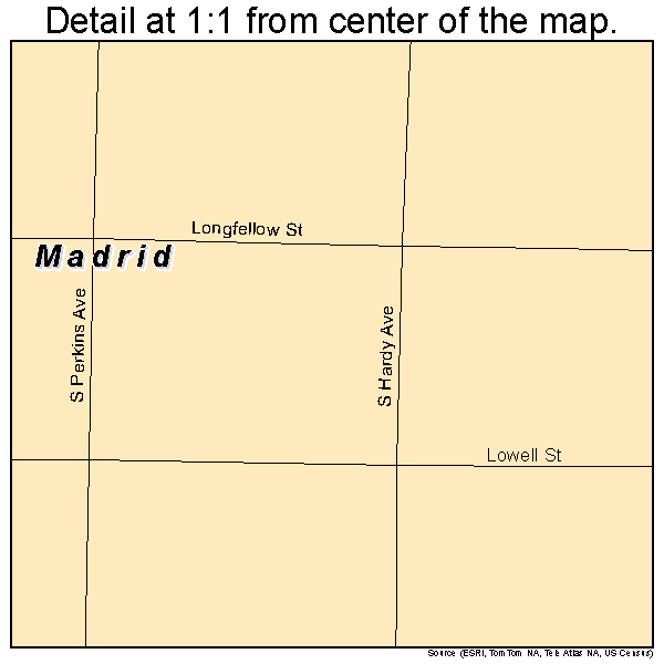 Madrid, Nebraska road map detail