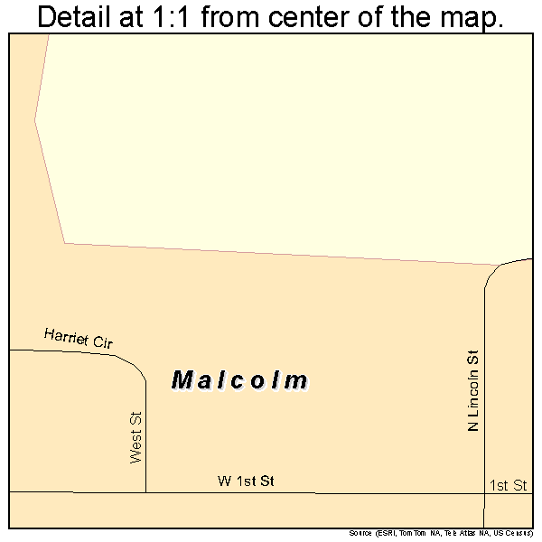 Malcolm, Nebraska road map detail
