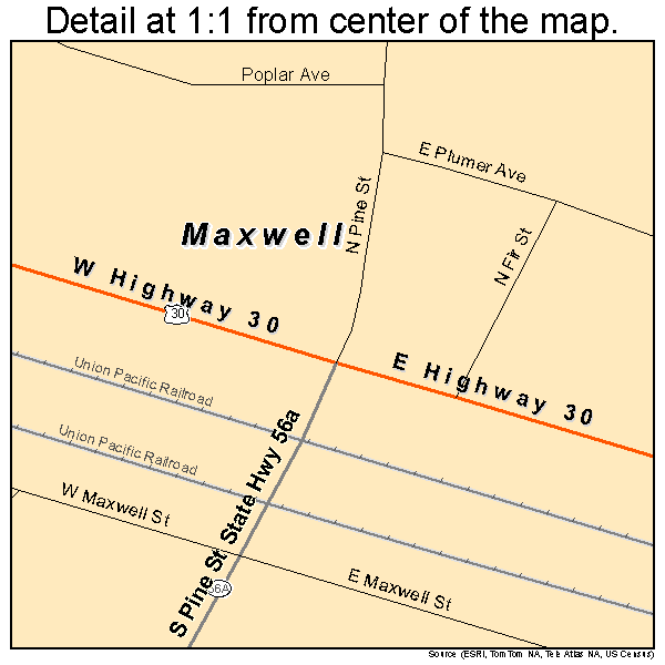 Maxwell, Nebraska road map detail