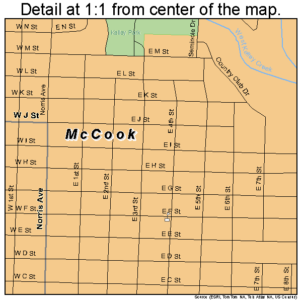 McCook, Nebraska road map detail