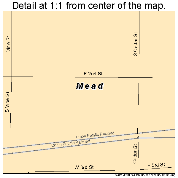 Mead, Nebraska road map detail